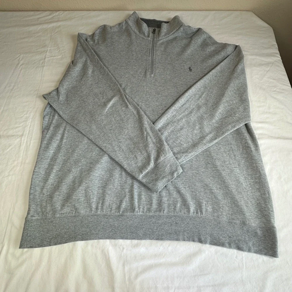 Polo Ralph Lauren 1/4 Zip Sweater Pullover Light Gray Gray Pony Cotton Blend 3XB